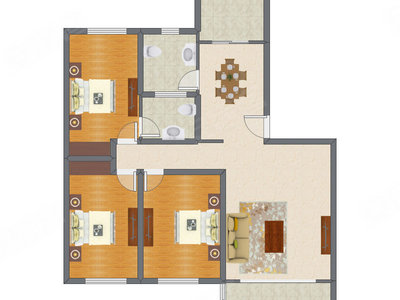 3室2厅 134.75平米户型图