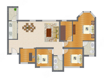 4室2厅 87.55平米
