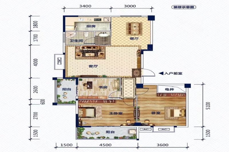 滨海华都(新房)3室2厅1卫116.14㎡南46万