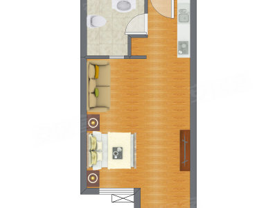 1室1厅 29.94平米户型图