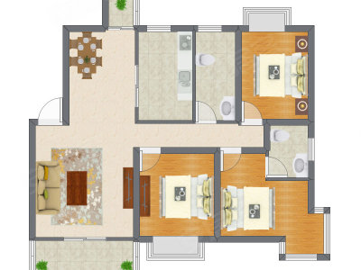 3室2厅 132.60平米户型图