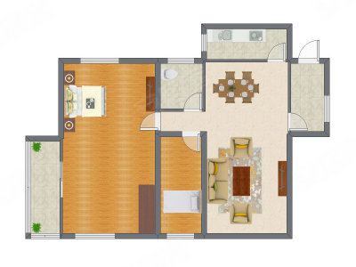2室2厅 100.45平米户型图