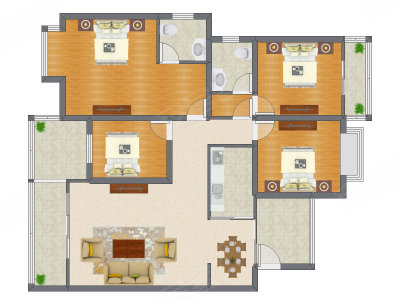 4室2厅 145.04平米户型图