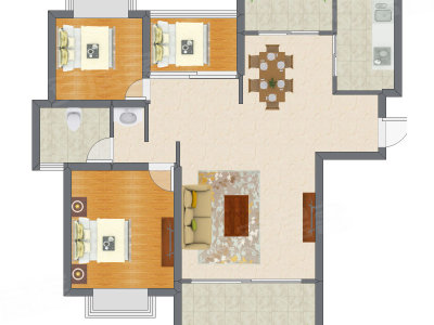 3室2厅 114.65平米户型图