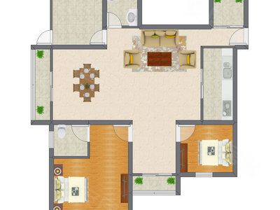 3室2厅 100.55平米
