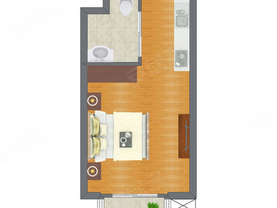 1室1厅 40.80平米户型图