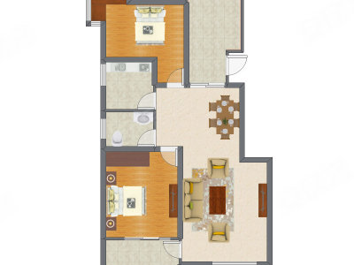 2室2厅 97.35平米户型图