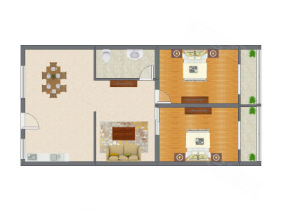 2室2厅 128.30平米户型图
