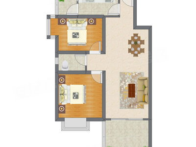 2室2厅 85.55平米