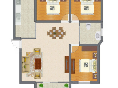 3室2厅 71.91平米户型图