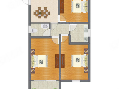 3室1厅 78.00平米