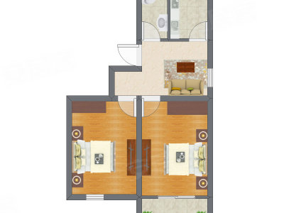 2室1厅 39.69平米