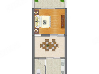 1室1厅 28.76平米