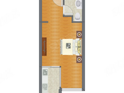 1室0厅 40.88平米户型图