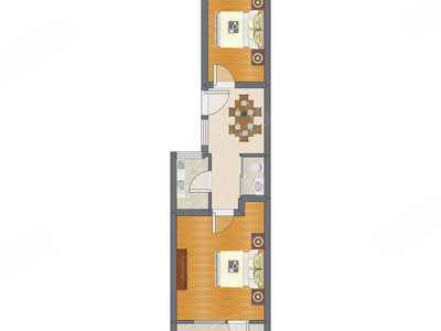 2室1厅 57.96平米