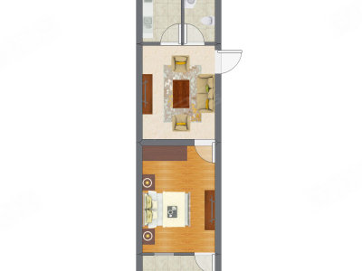 1室1厅 31.72平米户型图