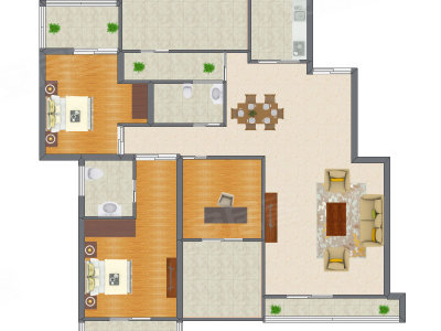 3室2厅 144.59平米户型图
