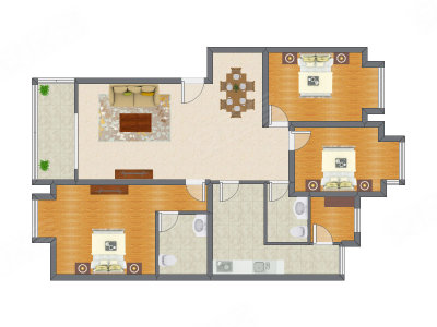 3室2厅 134.30平米户型图