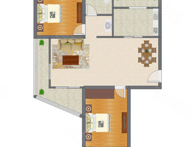 2室2厅 115.36平米户型图