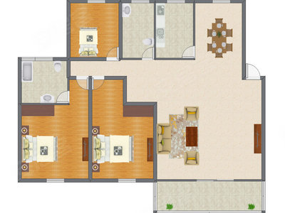3室2厅 173.31平米户型图