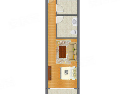 1室0厅 45.60平米户型图