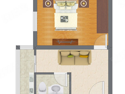 1室1厅 41.92平米户型图