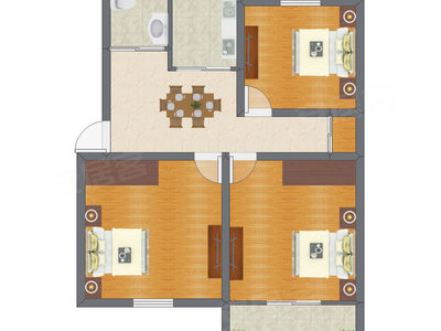 3室1厅 68.44平米