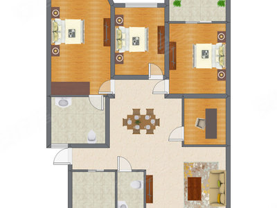 4室2厅 132.00平米户型图