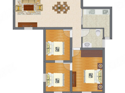 3室2厅 60.98平米