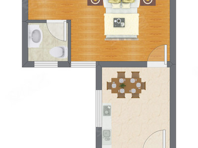 1室1厅 31.00平米户型图