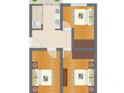 3室1厅 69.00平米户型图