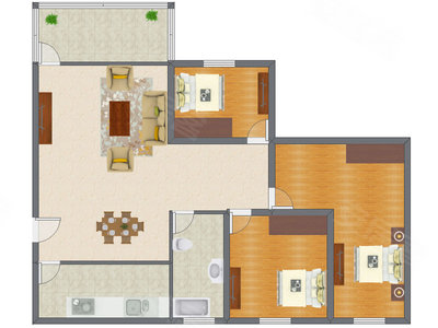 3室1厅 119.20平米