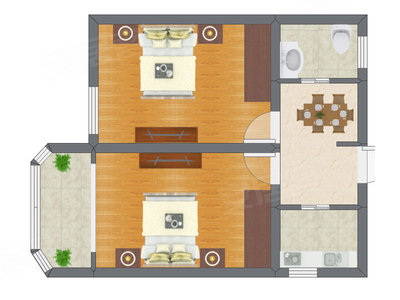 2室1厅 79.99平米户型图