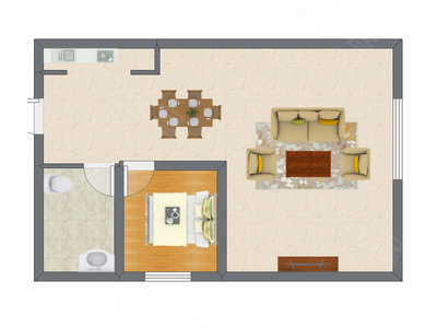 1室1厅 72.00平米户型图