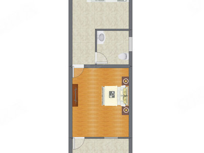 1室1厅 35.40平米户型图