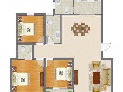 3室2厅 104.72平米