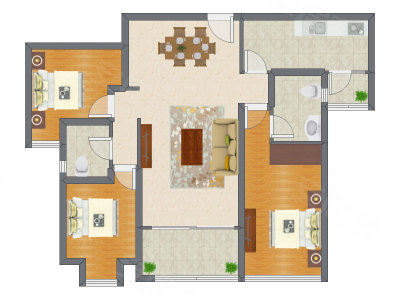 3室2厅 140.56平米户型图