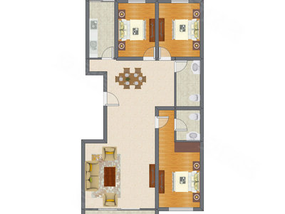 3室2厅 159.13平米户型图