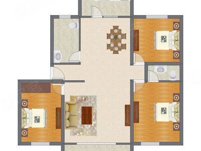 3室2厅 141.48平米户型图