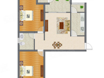 2室2厅 97.23平米户型图