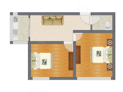 2室1厅 70.74平米户型图