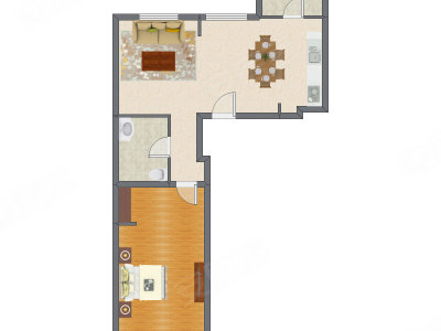 1室2厅 85.39平米