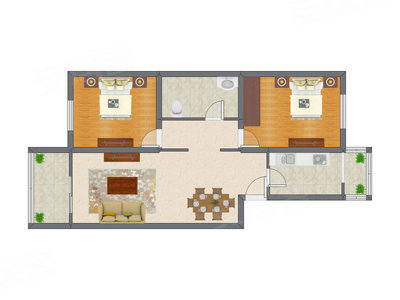 2室2厅 110.93平米户型图