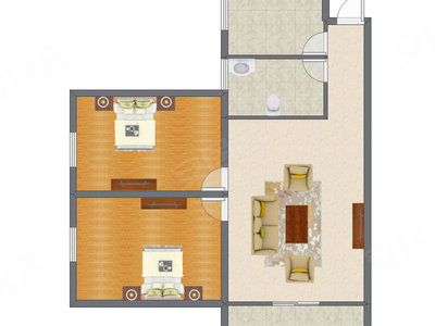 2室1厅 89.33平米户型图