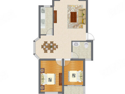 2室2厅 83.47平米户型图