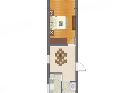 1室1厅 28.81平米户型图