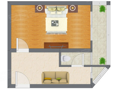 1室1厅 41.31平米户型图