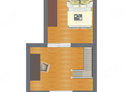 2室1厅 45.06平米户型图