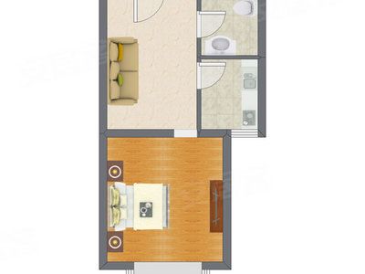 1室1厅 54.25平米户型图