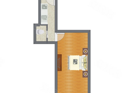 1室0厅 43.80平米户型图
